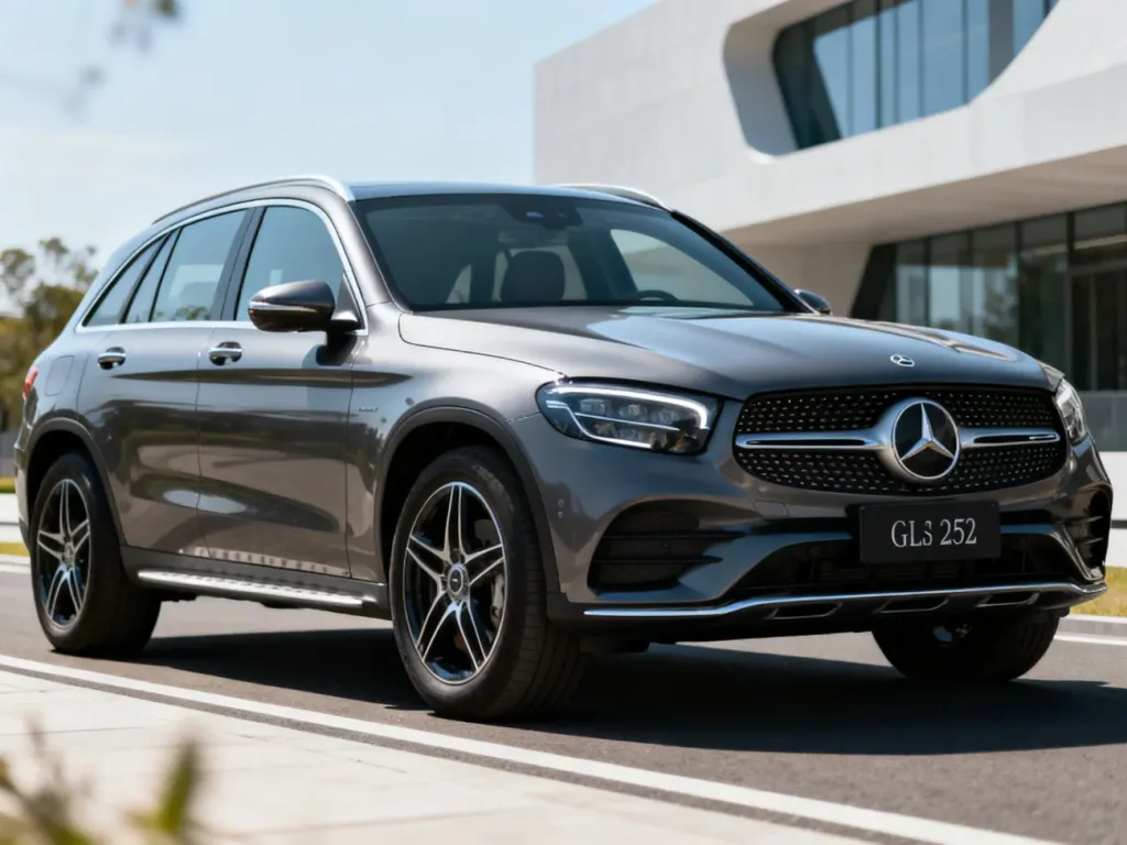 Mercedes-Benz GLC X254 zaparkowany na nowoczesnej drodze, prezentujący elegancką sylwetkę i design nadwozia SUV-a.