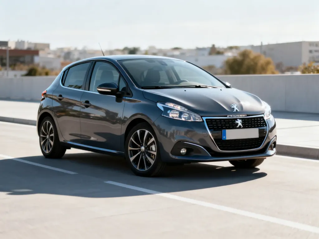 Peugeot 208 II zaparkowany na nowoczesnej drodze, prezentujący kompaktową sylwetkę i dynamiczny design nadwozia.
