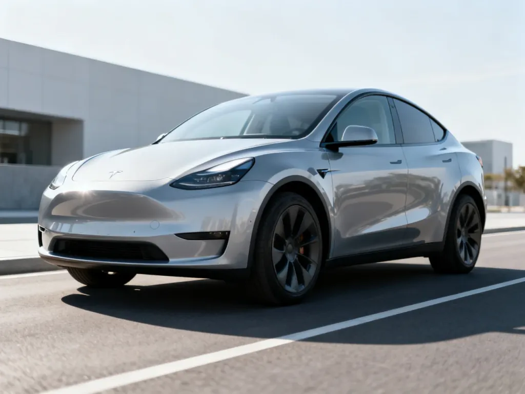 Srebrny elektryczny crossover w widoku z boku na nowoczesnej drodze, prezentujący aerodynamiczną sylwetkę i proporcje auta.